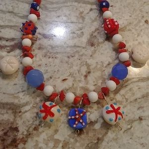 Patriotic beach theme necklace